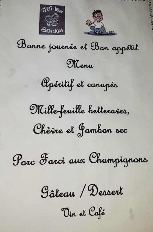 Menu pétanque