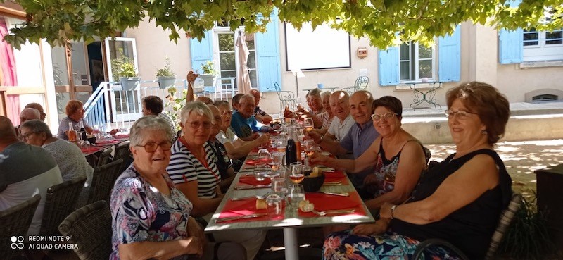 Repas du midi à l'ombre des platanes